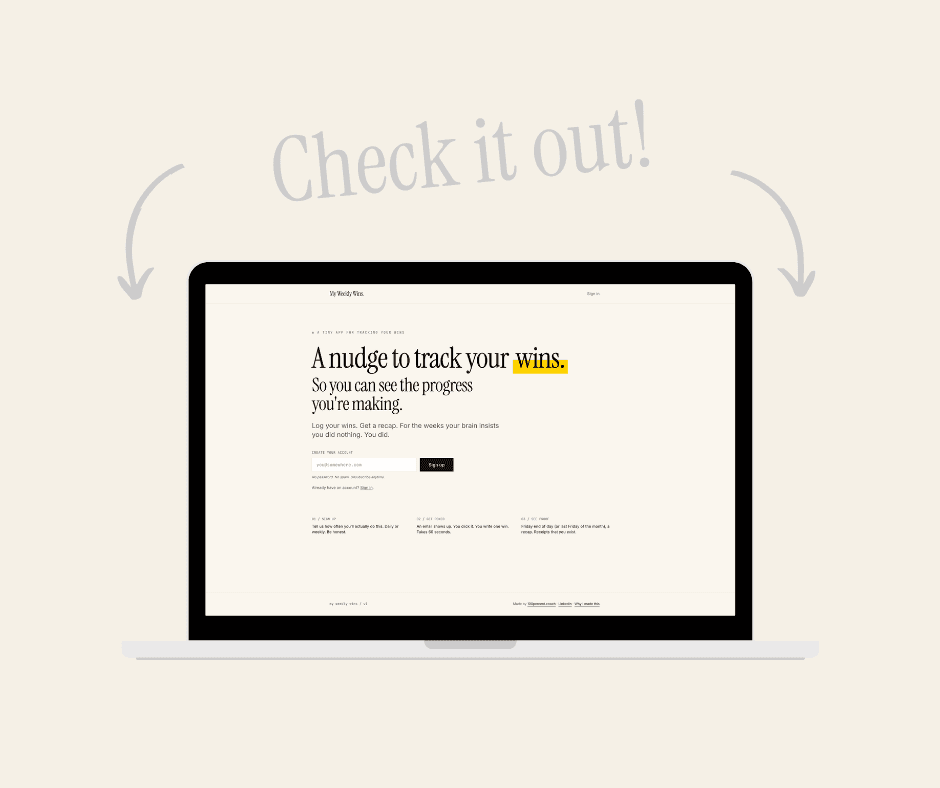 My Weekly Wins app preview on a laptop