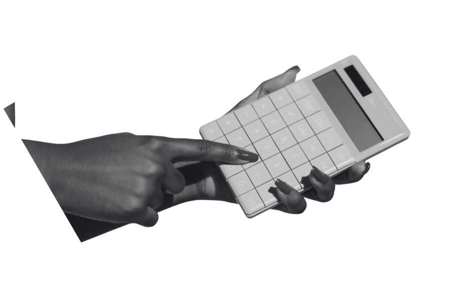 Hand holding a vintage calculator – symbol for coaching pricing clarity and investment in yourself